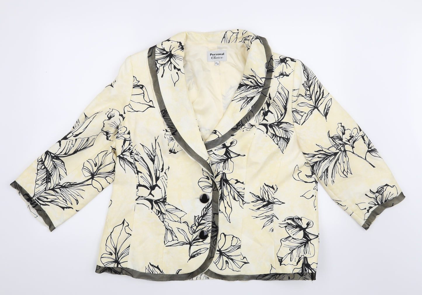 Personal Choice Womens Yellow Floral  Jacket Blazer Size 20