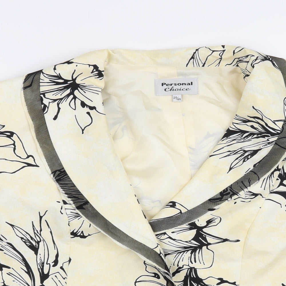 Personal Choice Womens Yellow Floral  Jacket Blazer Size 20