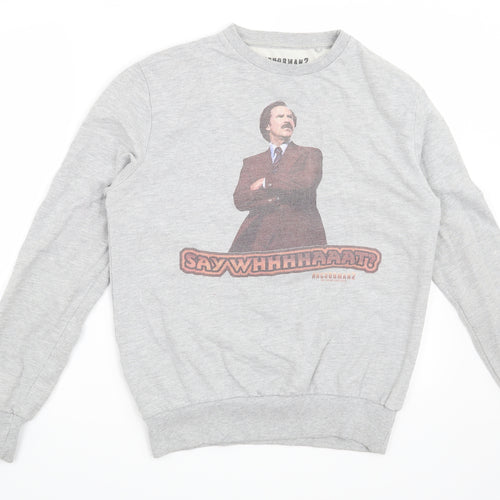 Cedar Wood State Mens Grey   Pullover Sweatshirt Size M  - Anchorman2 Say Whhhhaaat?