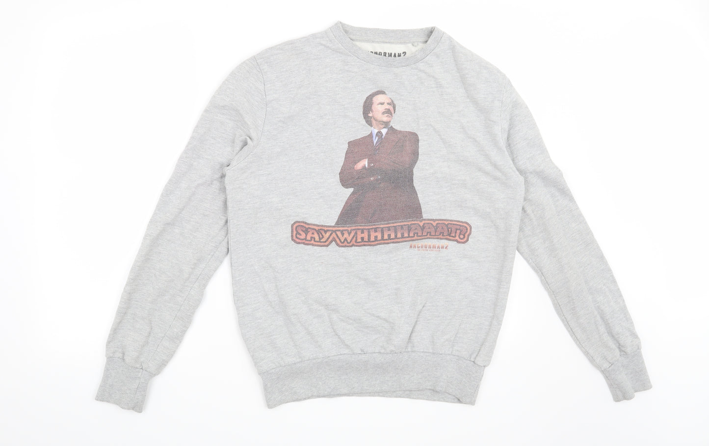 Cedar Wood State Mens Grey   Pullover Sweatshirt Size M  - Anchorman2 Say Whhhhaaat?
