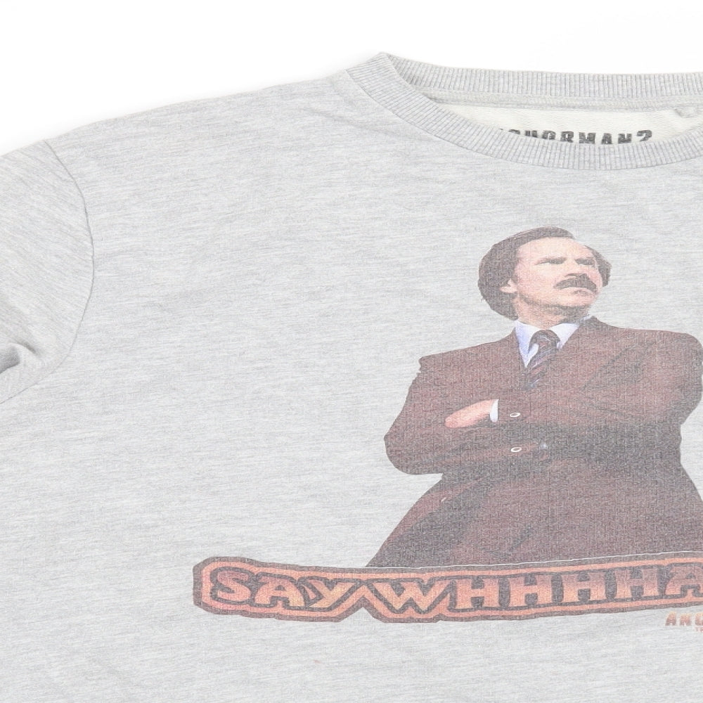 Cedar Wood State Mens Grey   Pullover Sweatshirt Size M  - Anchorman2 Say Whhhhaaat?