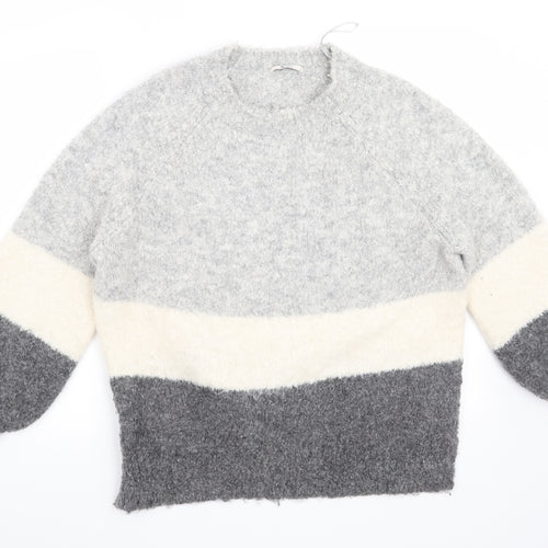 TU Womens Grey Striped  Pullover Jumper Size 12