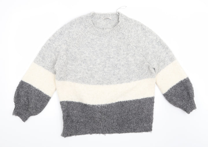 TU Womens Grey Striped  Pullover Jumper Size 12