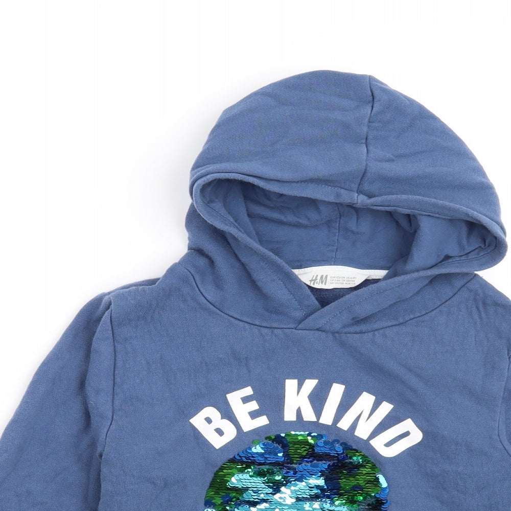 H&M Girls Blue   Pullover Hoodie Size 7-8 Years  - Be Kind Together