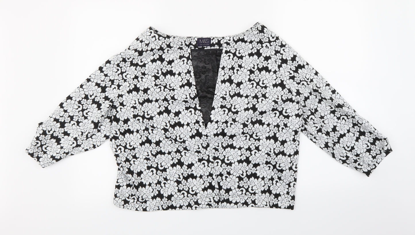 Marks and Spencer Womens Black Floral  Jacket  Size 14