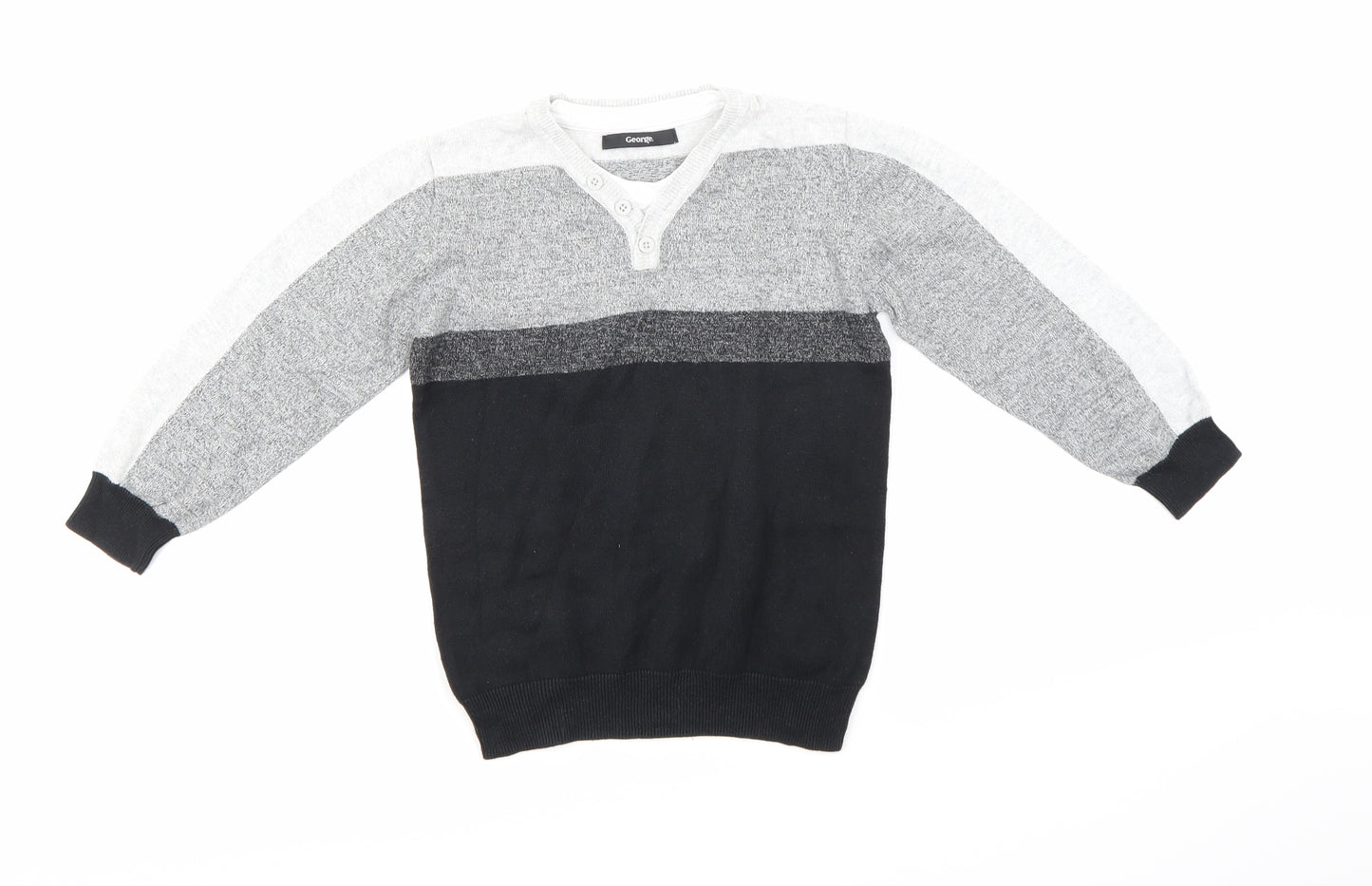 George Boys Grey  Knit Pullover Jumper Size 6-7 Years