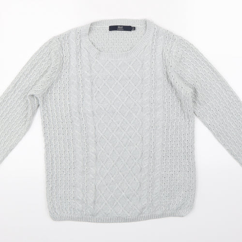 Isle Essentials Womens Grey  Knit Pullover Jumper Size S