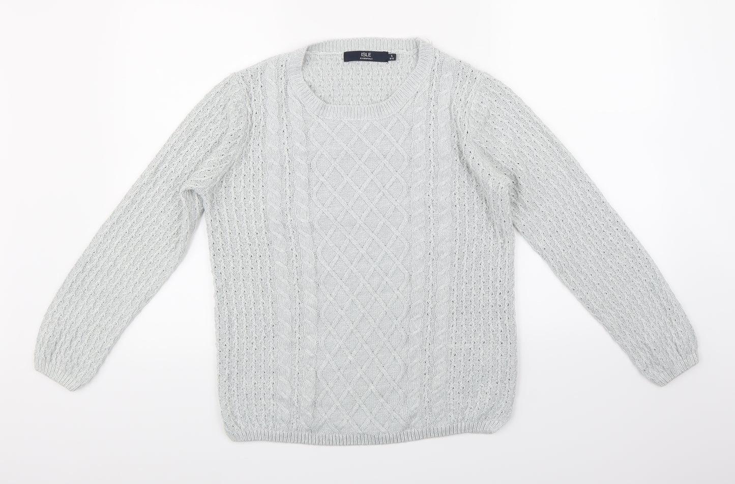 Isle Essentials Womens Grey  Knit Pullover Jumper Size S