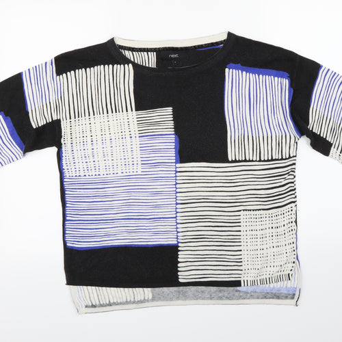 NEXT Womens Black Striped Knit Pullover Jumper Size 6