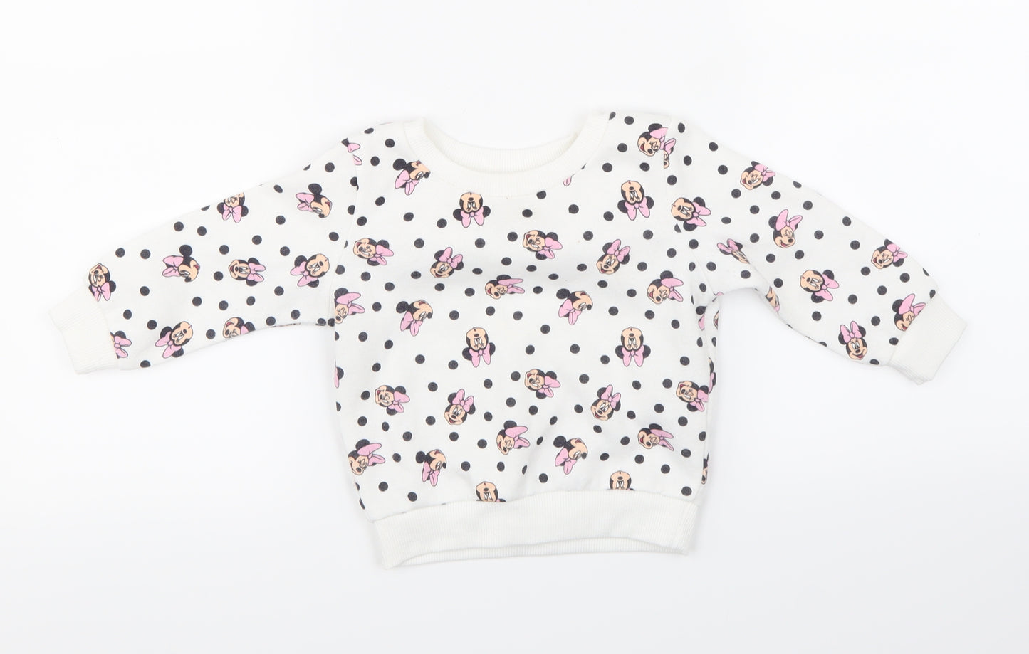 Primark Girls White Polka Dot  Pullover Jumper Size 18-24 Months