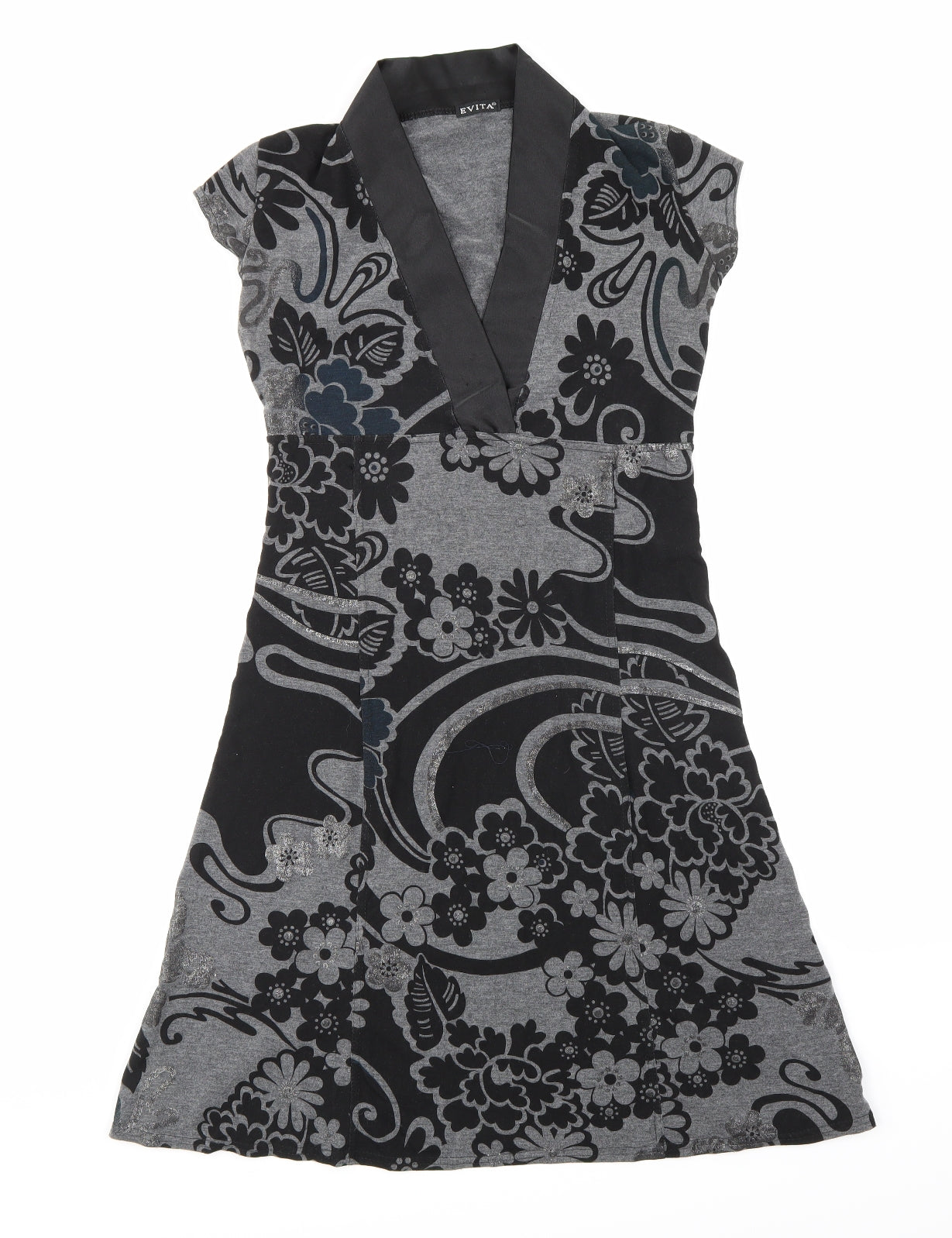Evita Womens Grey Floral  A-Line  Size 10