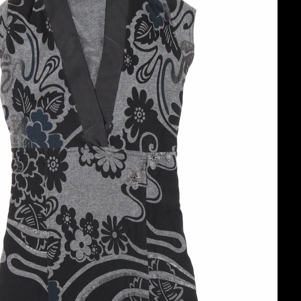 Evita Womens Grey Floral  A-Line  Size 10