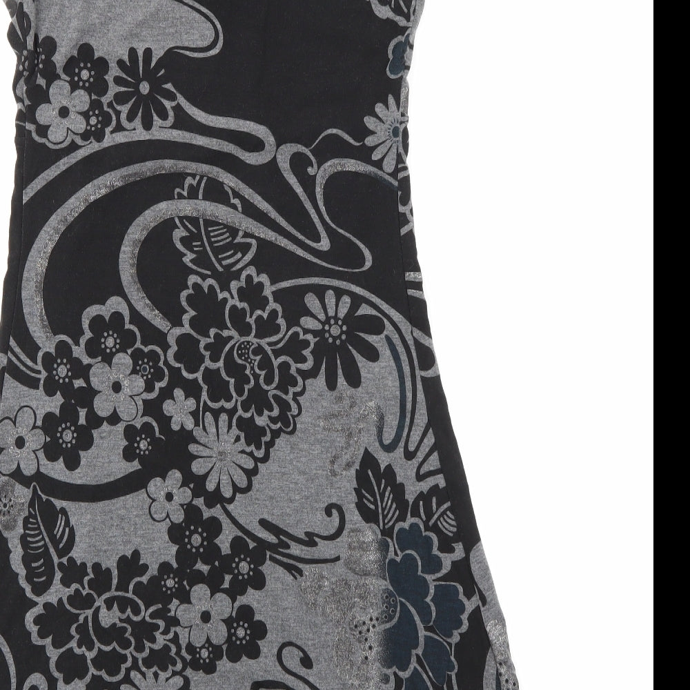 Evita Womens Grey Floral  A-Line  Size 10