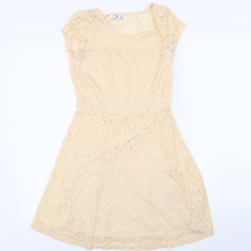 New Look Womens Beige  Lace A-Line  Size 8