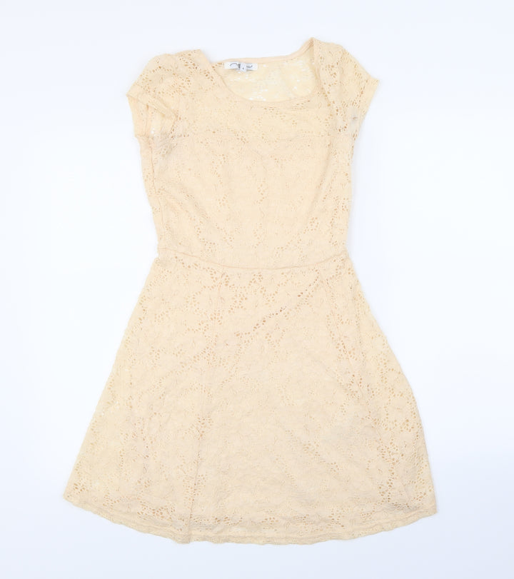 New Look Womens Beige Lace A-Line Size 8