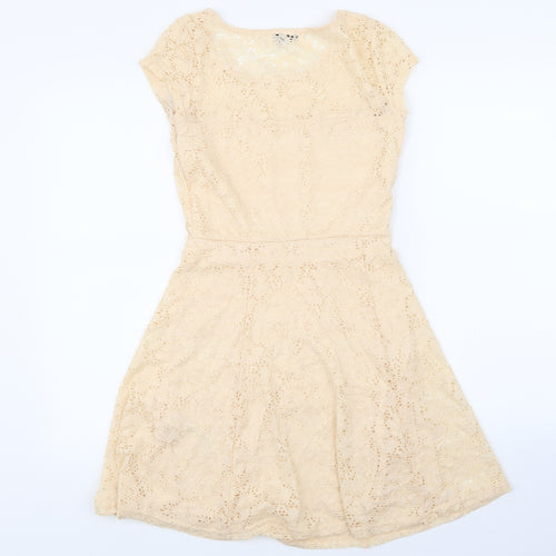 New Look Womens Beige  Lace A-Line  Size 8