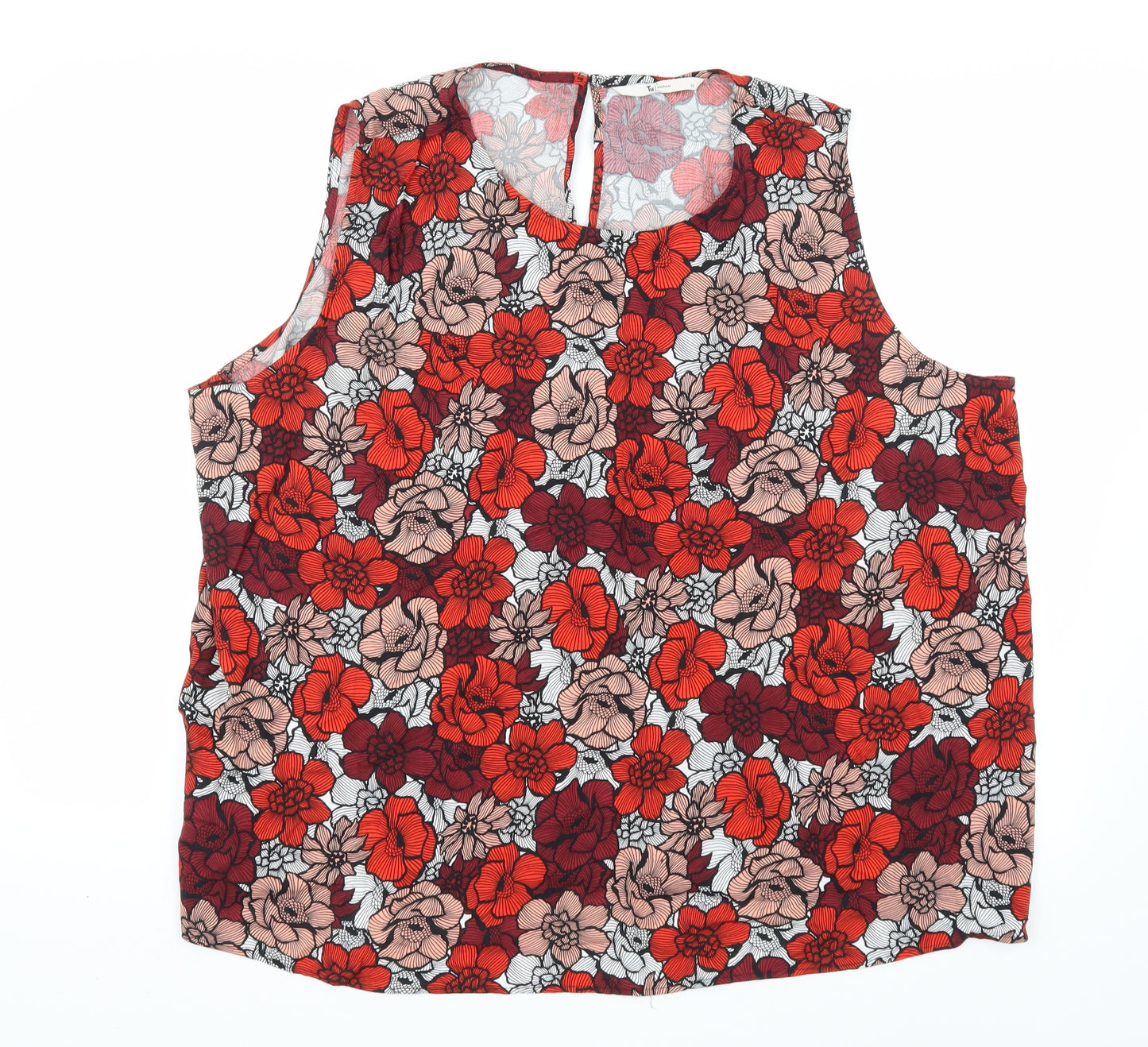 TU Womens Red Floral  Basic Blouse Size 22