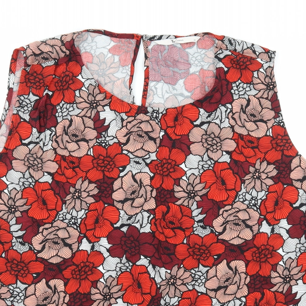 TU Womens Red Floral  Basic Blouse Size 22