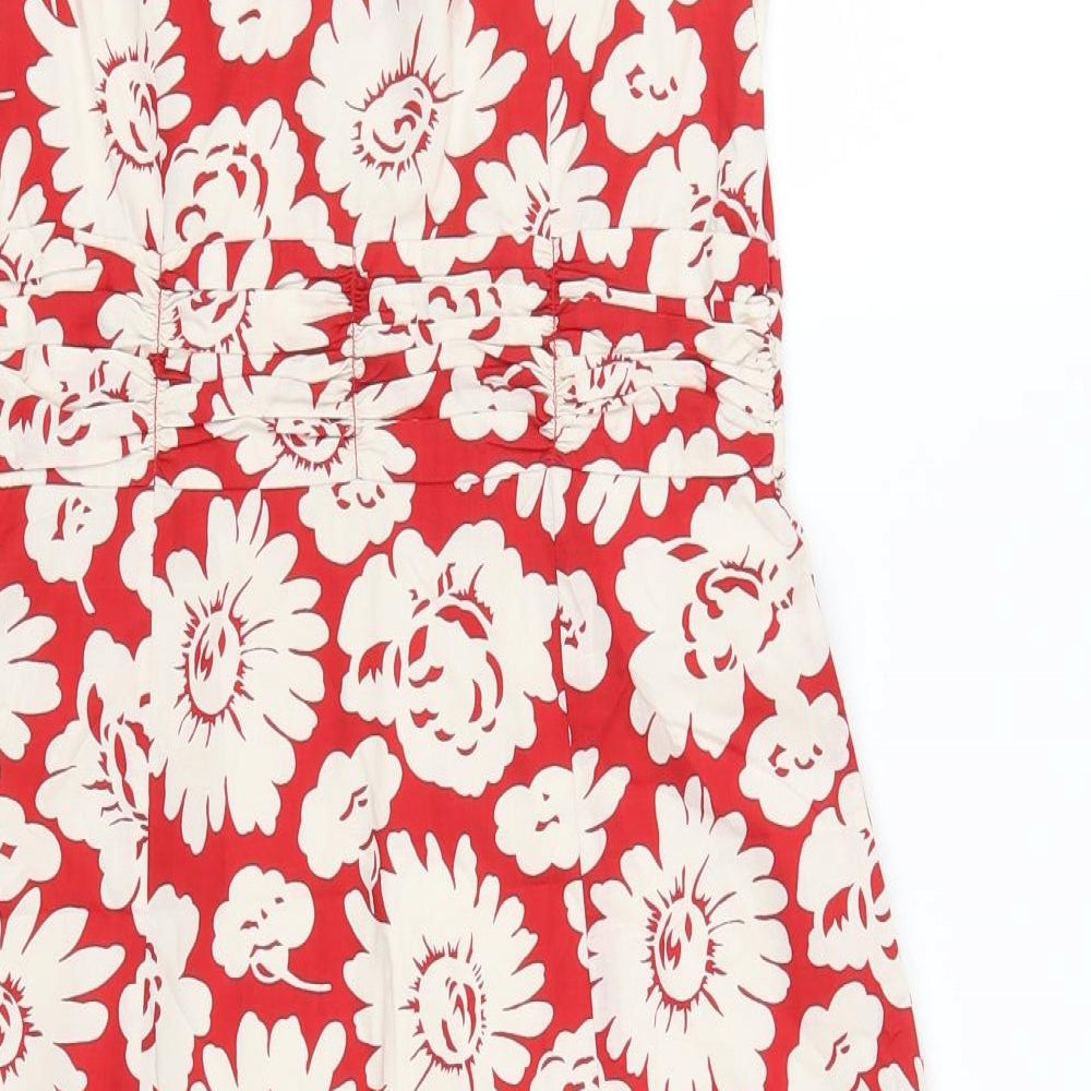Boden Womens Red Floral  A-Line  Size 6