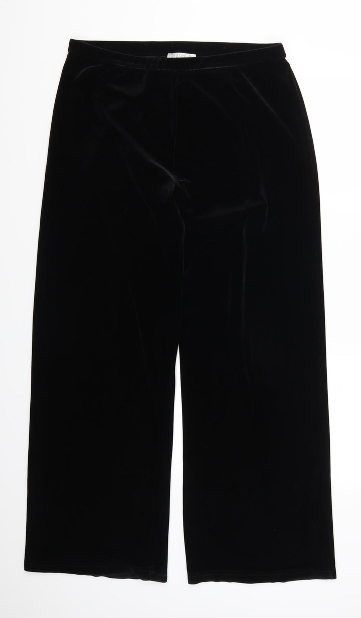 {;atinum Womens Black Trousers Size 16 L30 in
