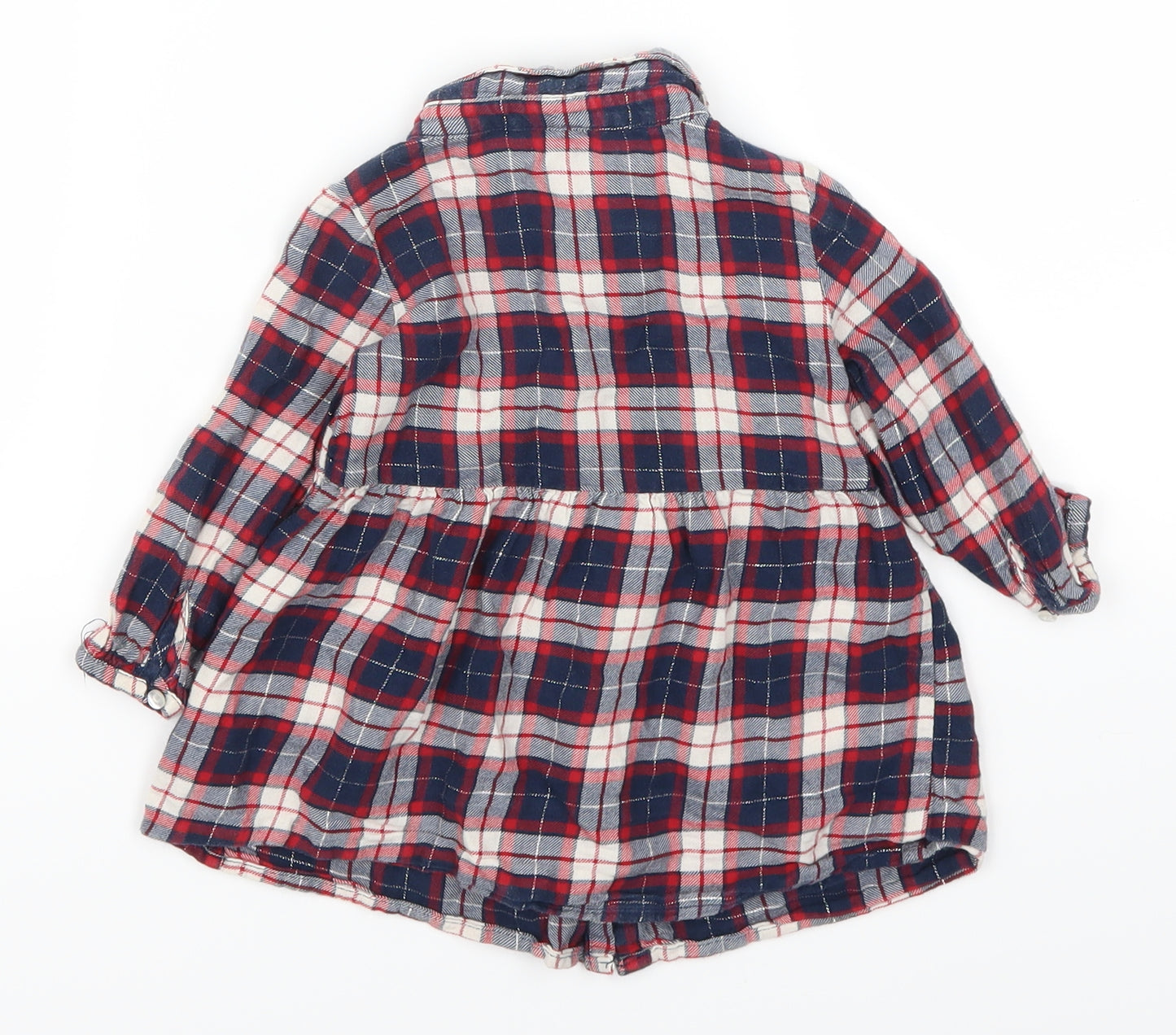 H&M Girls Red Check  Shirt Dress  Size 6-9 Months