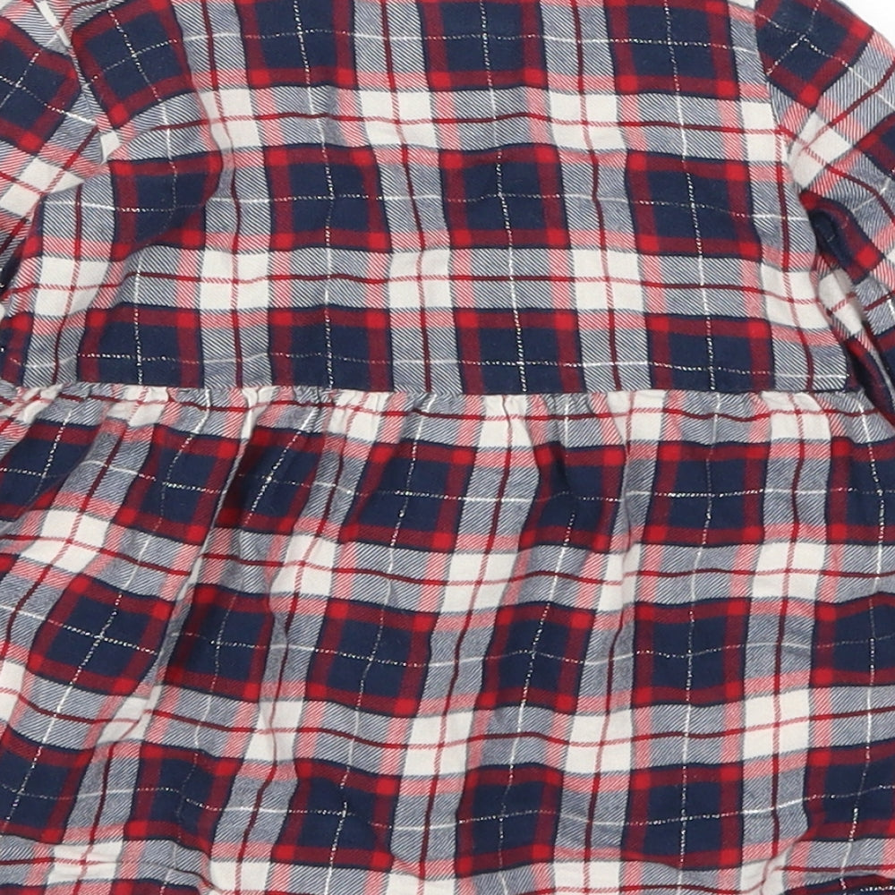 H&M Girls Red Check  Shirt Dress  Size 6-9 Months