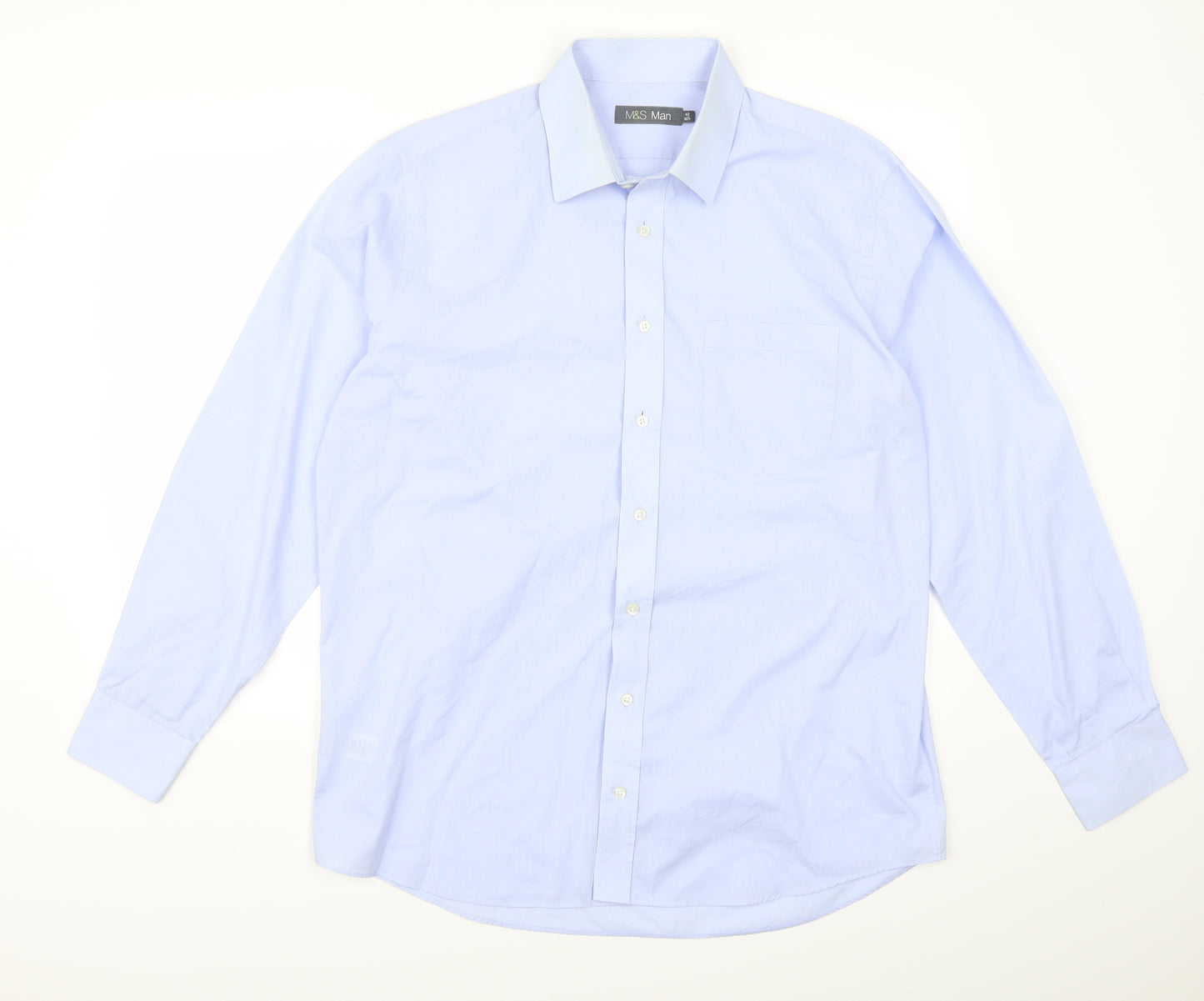 Marks and Spencer Mens Blue    Dress Shirt Size L