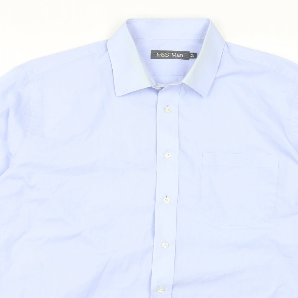 Marks and Spencer Mens Blue    Dress Shirt Size L