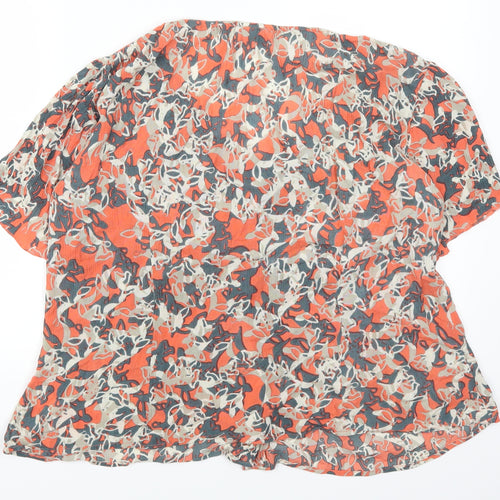 Adini Womens Orange Geometric  Basic Button-Up Size S