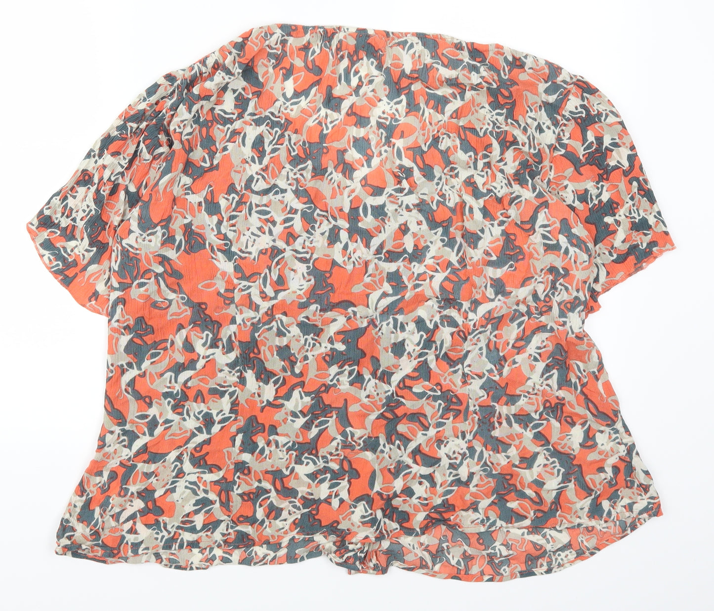 Adini Womens Orange Geometric  Basic Button-Up Size S