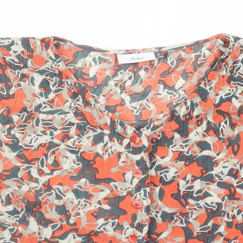 Adini Womens Orange Geometric  Basic Button-Up Size S
