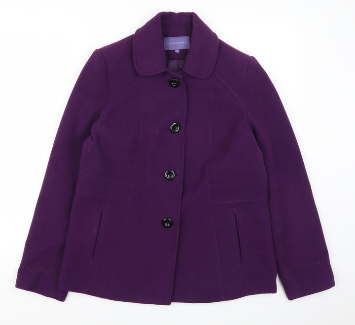 Autonomy Womens Purple Pea Coat Coat Size 12