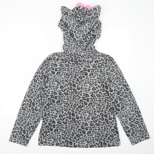 George Girls Grey Animal Print  Top Pyjama Top Size 12 Years  - Cat Hood