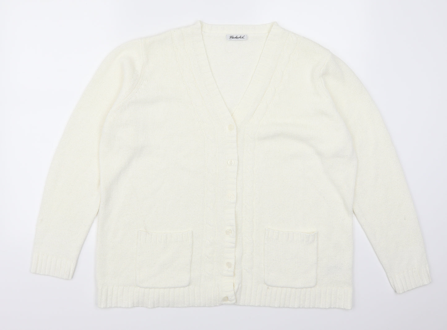 Berkertex Womens White   Cardigan Jumper Size 18