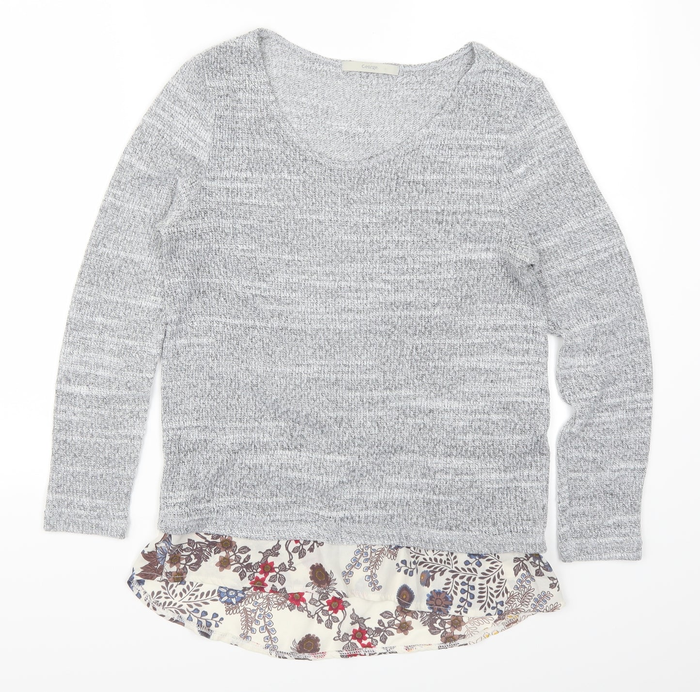 George Womens Grey Floral  Pullover Jumper Size 8
