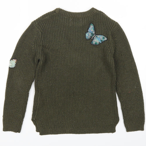 Zara Girls Green   Pullover Jumper Size 9-10 Years  - Butterfies