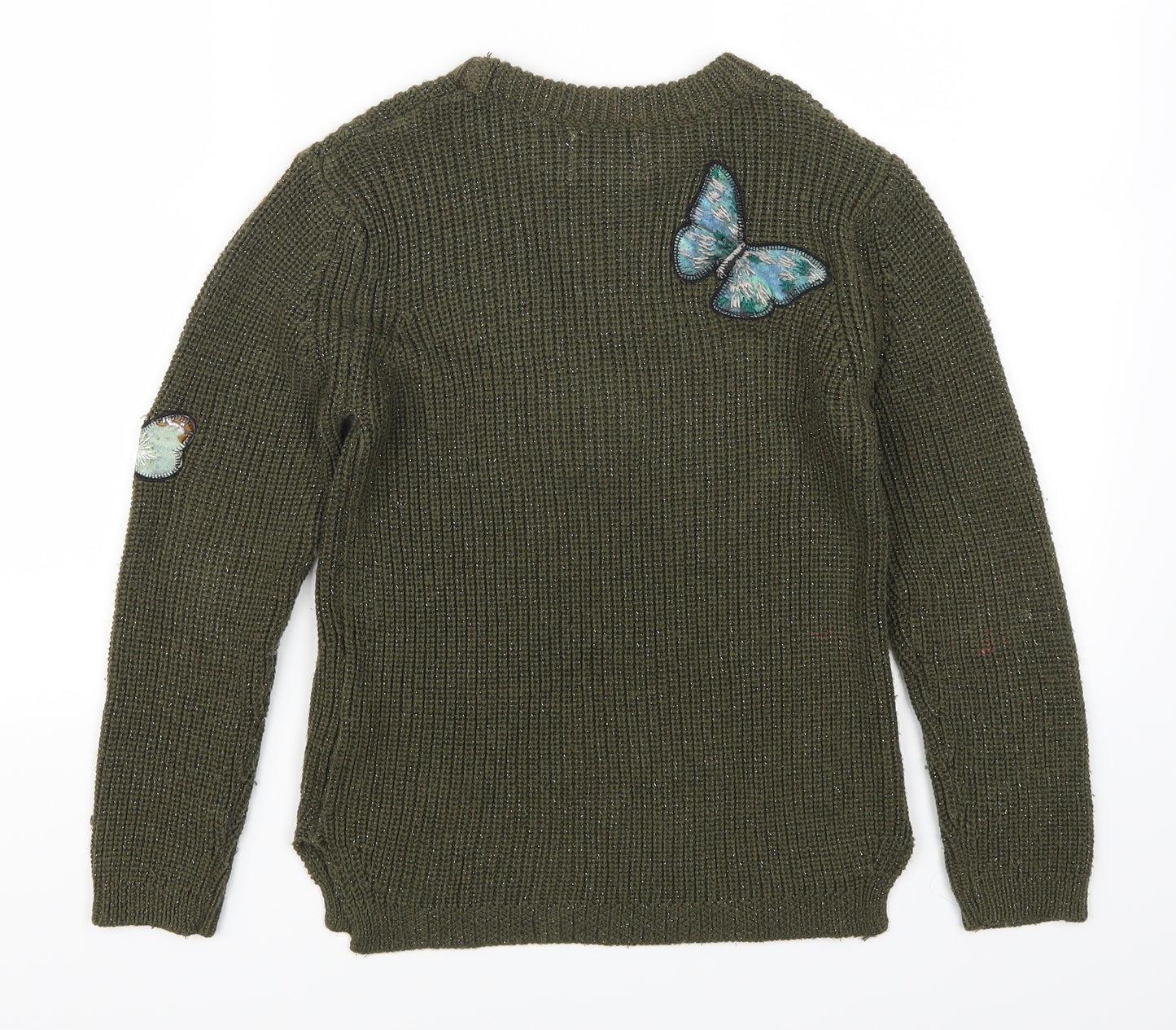 Zara Girls Green   Pullover Jumper Size 9-10 Years  - Butterfies