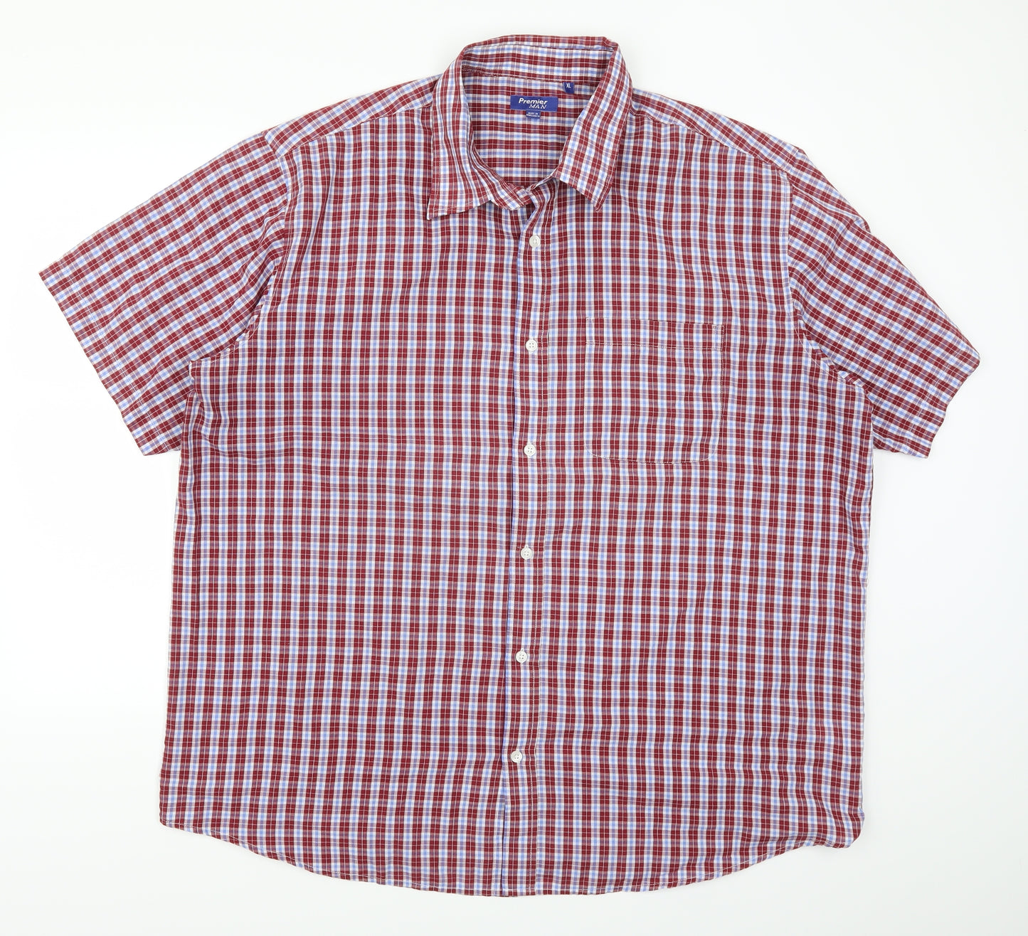 Premier Man Mens Red Check   Button-Up Size XL