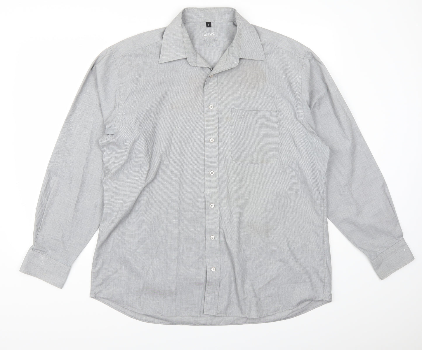 Andre Classic Mens Grey    Dress Shirt Size L