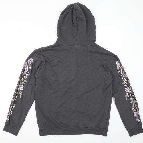 New Look Womens Grey Floral  Pullover Hoodie Size 14  - Grands Boulevard Paris
