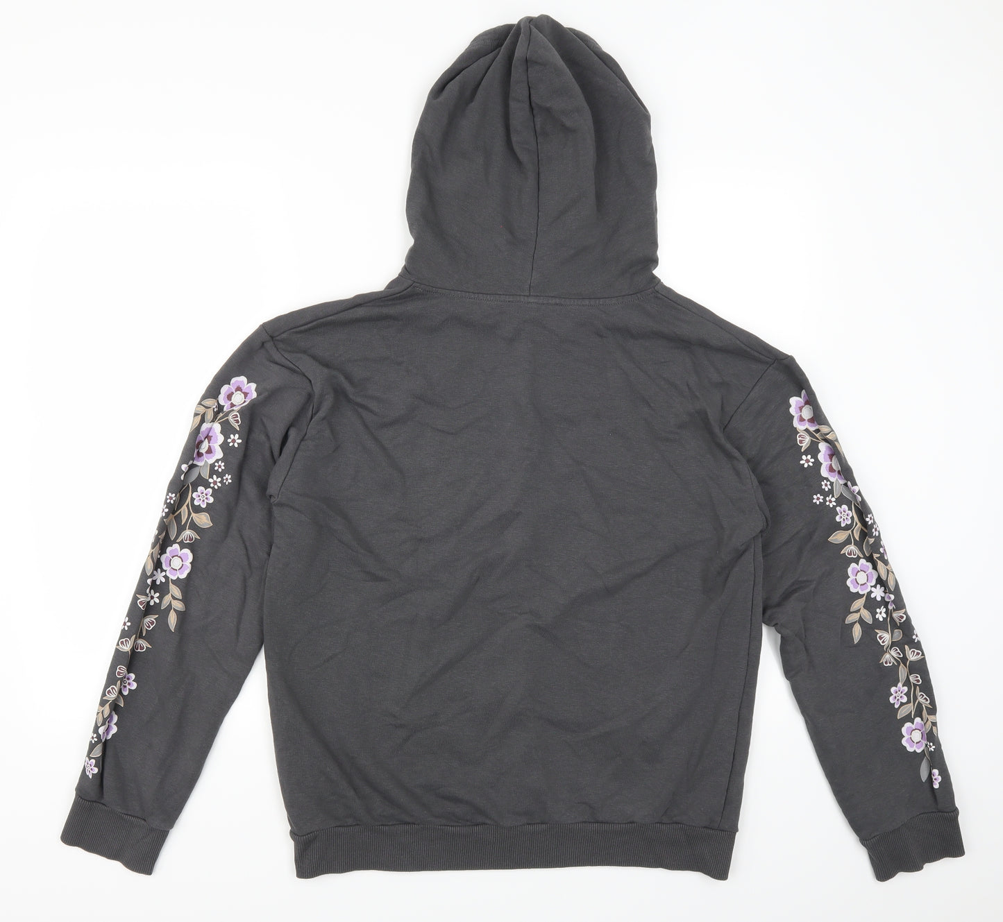 New Look Womens Grey Floral  Pullover Hoodie Size 14  - Grands Boulevard Paris