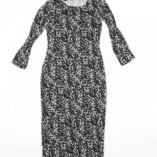 H&M Womens Black Animal Print  Bodycon  Size XS