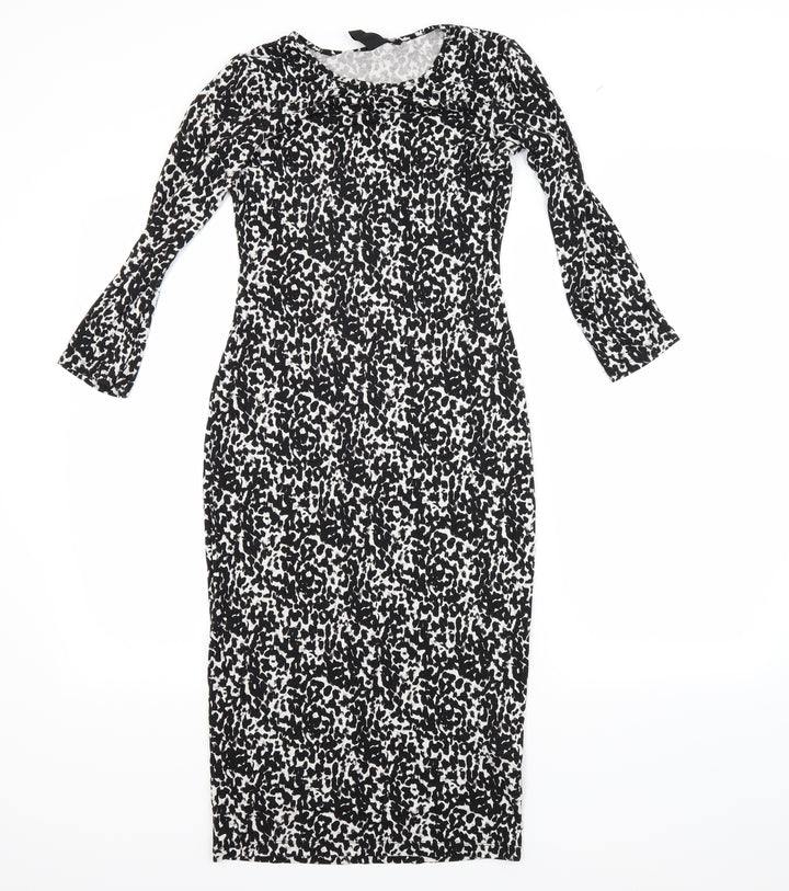 H&M Womens Black Animal Print  Bodycon  Size XS