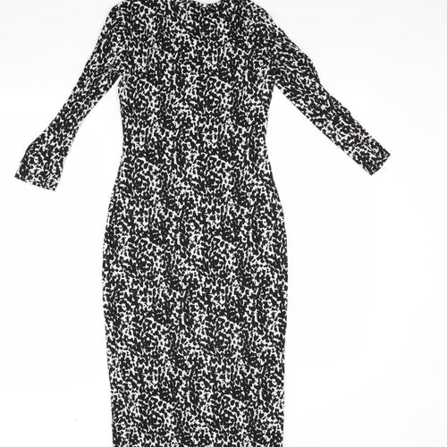 H&M Womens Black Animal Print  Bodycon  Size XS