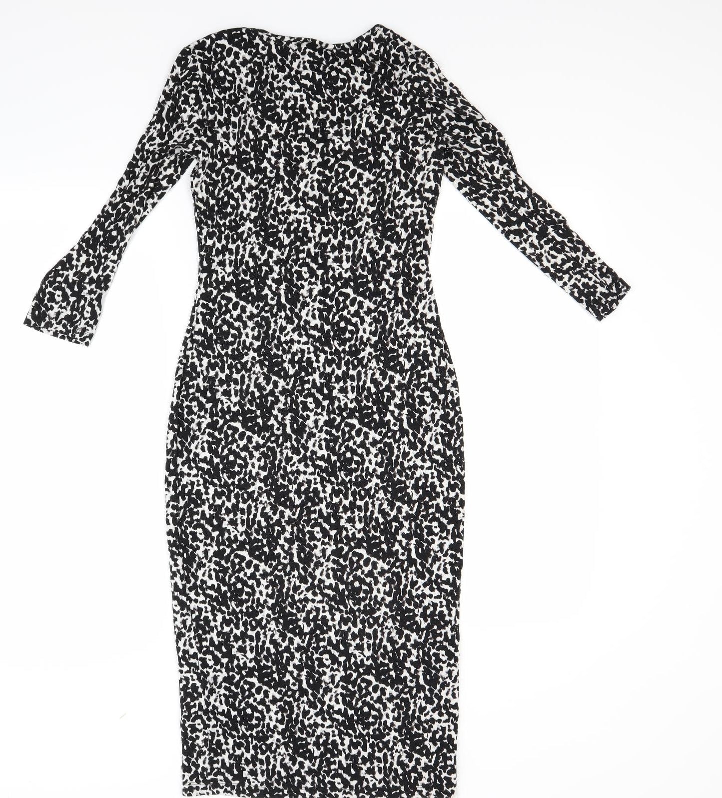 H&M Womens Black Animal Print  Bodycon  Size XS