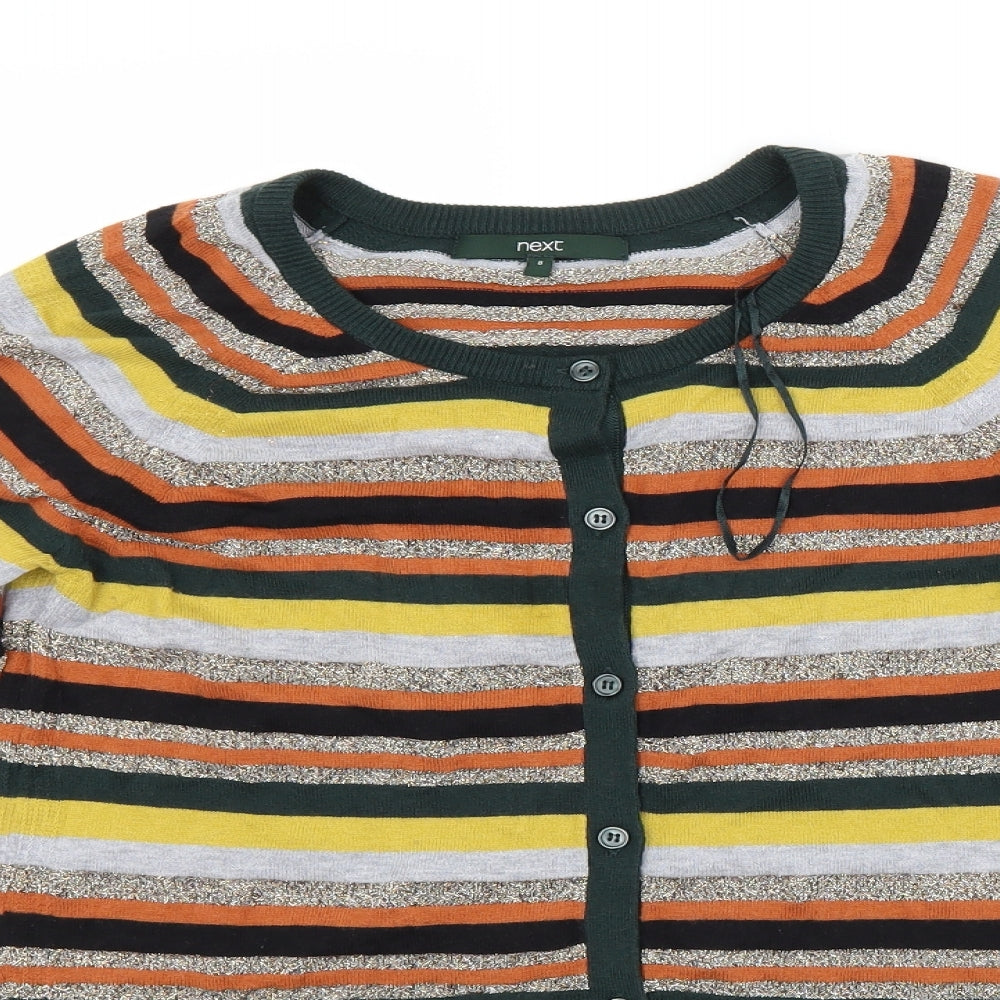 NEXT Womens Multicoloured Striped  Cardigan Jumper Size 8