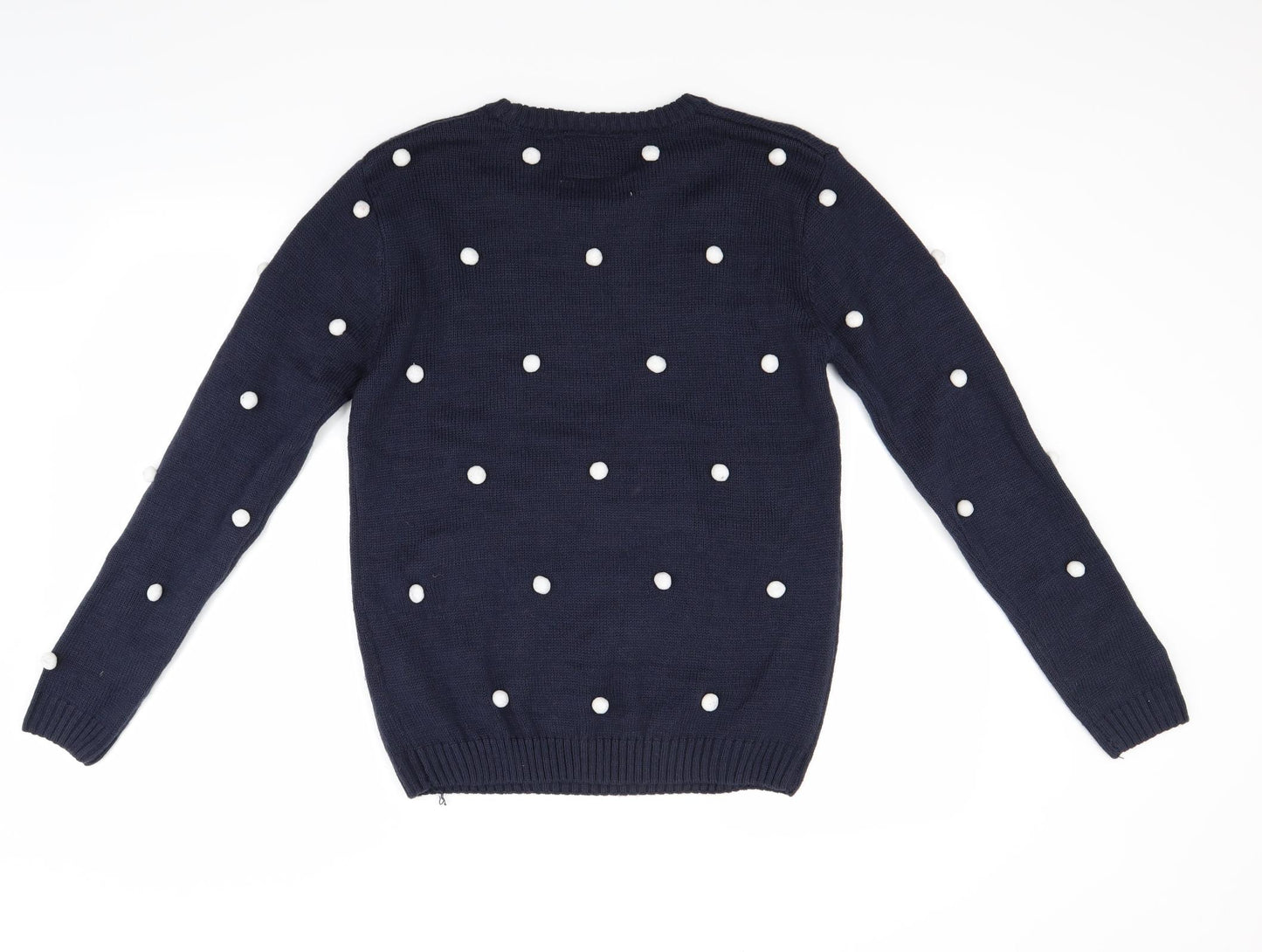 Star Womens Blue Polka Dot  Pullover Jumper Size 12  - Christmas  Jumper