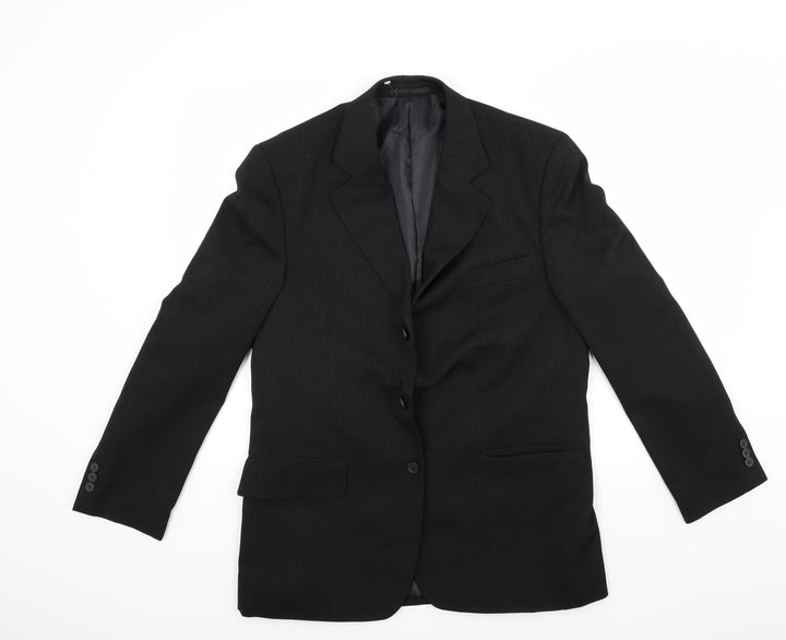 Hans Kelven Mens Black Striped Jacket Blazer Size 36