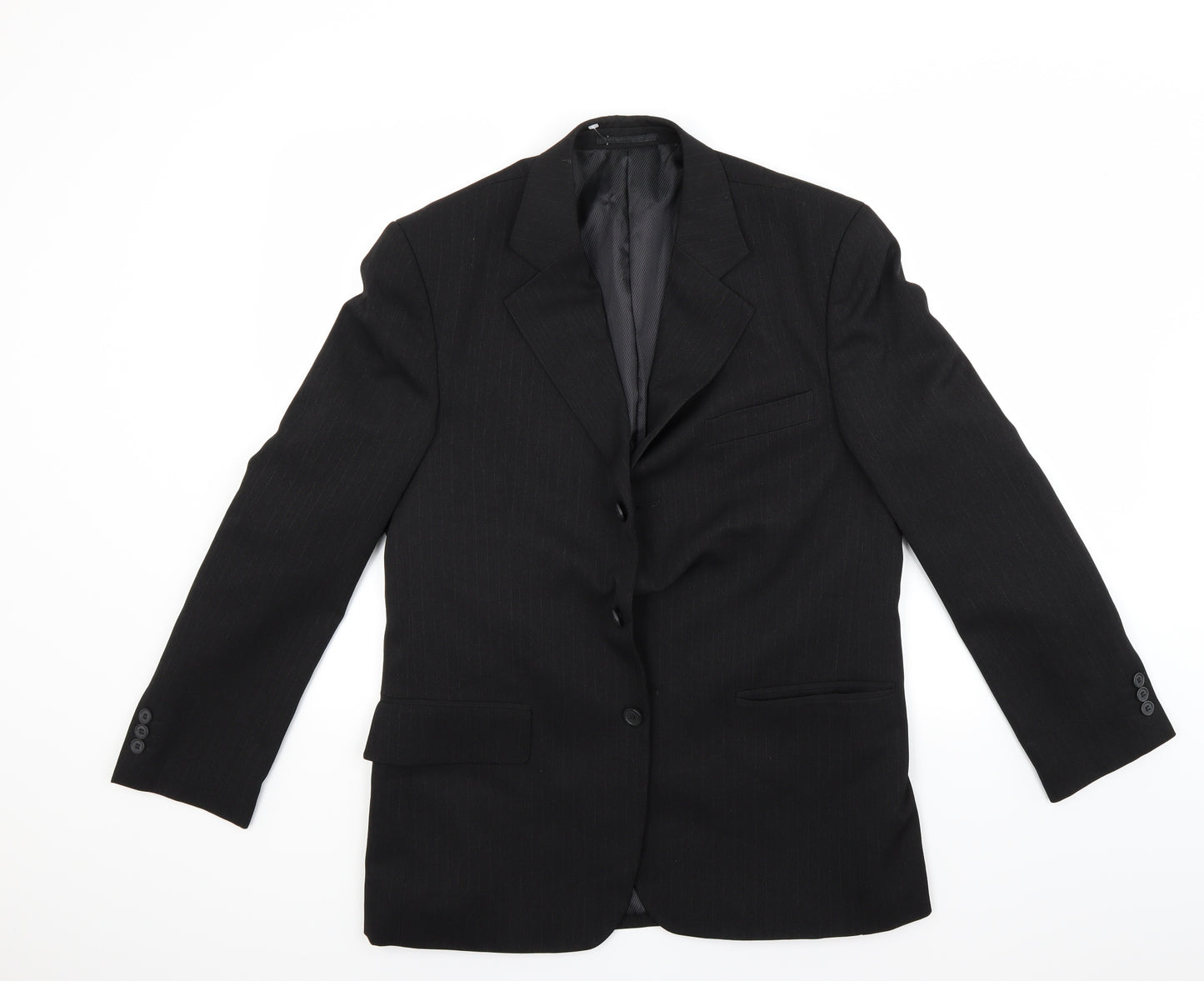 Hans Kelven Mens Black Striped  Jacket Blazer Size 36