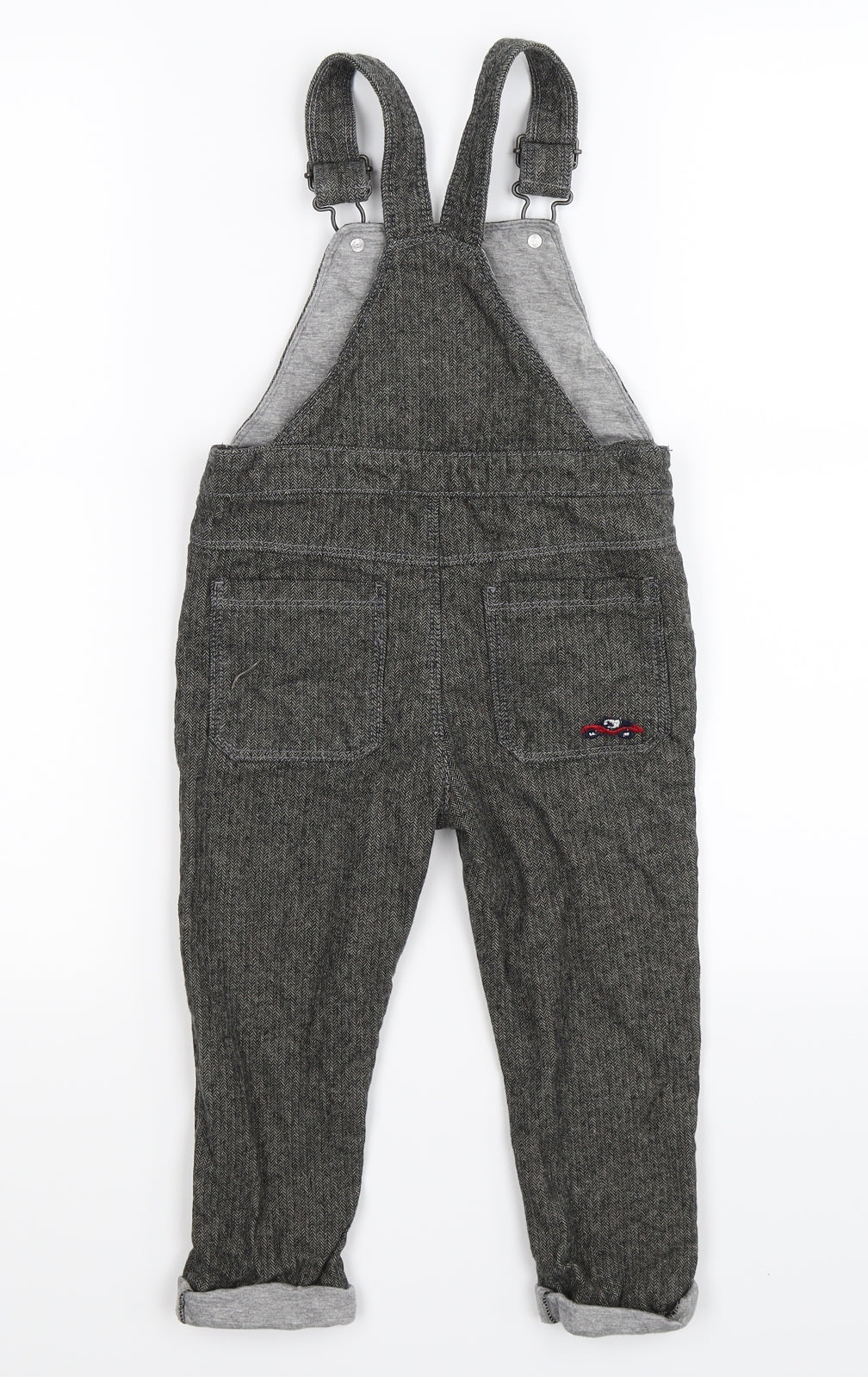 NEXT Girls Grey Herringbone  Dungaree One-Piece Size 2-3 Years